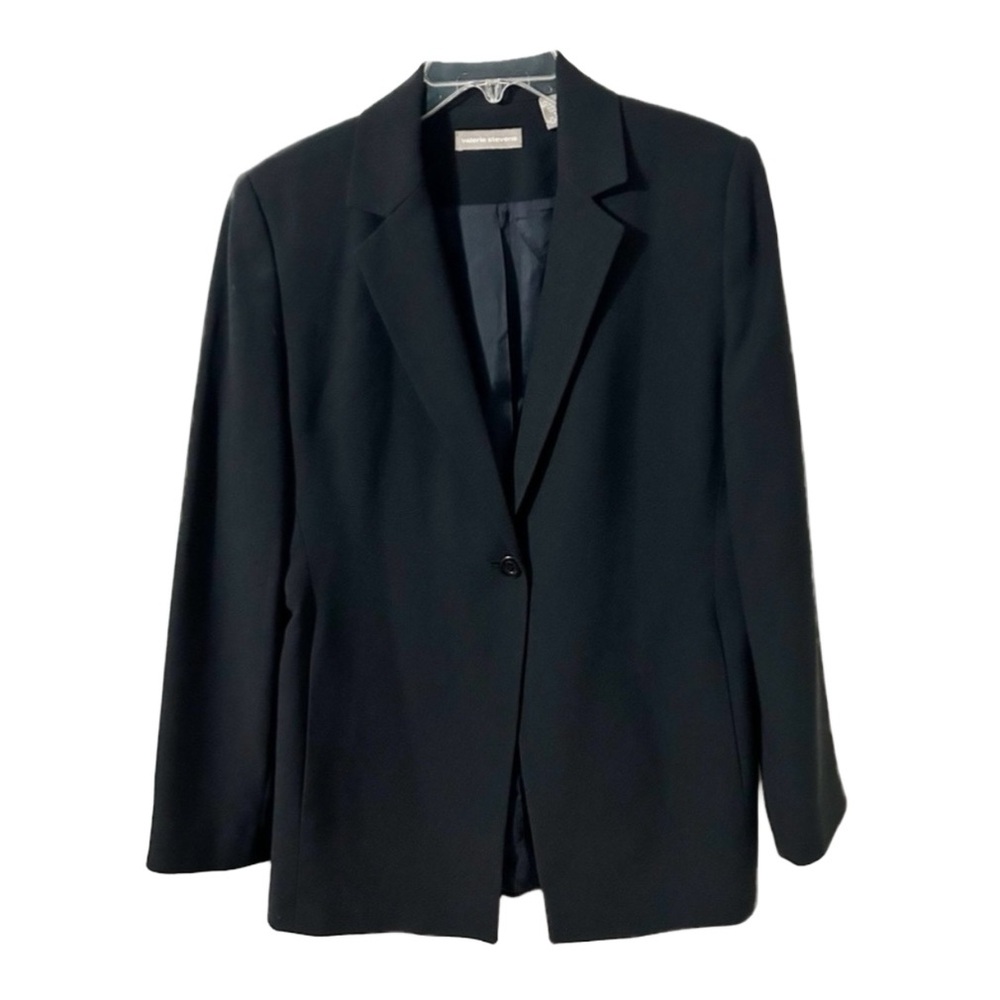 Valarie Stevens Black🖤 One Button Front Fully Lined Blazer Jacket Notched Lapel